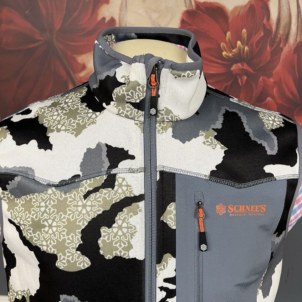 Schnee's Bozeman Montana Camo Softshell Vest Full Zip Fleece Lined Men Sz Medium - Picture 4 of 11